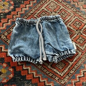 Piupiuchick bubble denim drawstring shorts